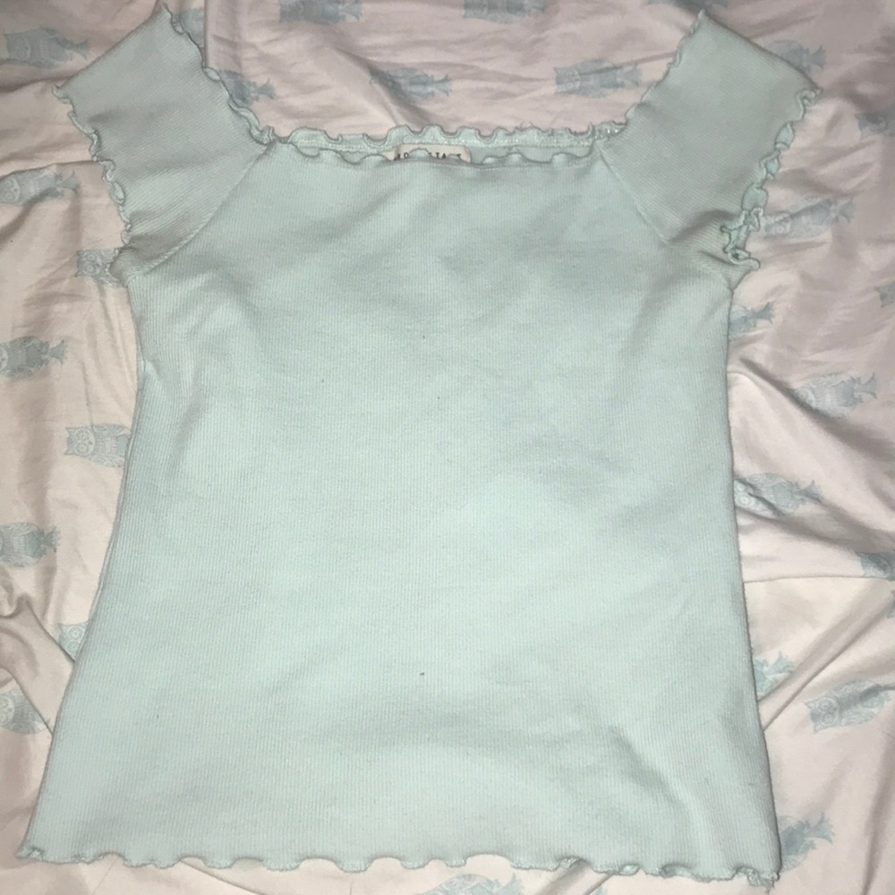 cute baby blue ruffled top ! 😇